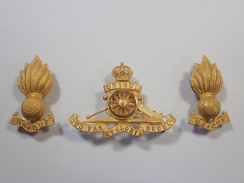 Royal Artillery Corps Officers Gilt Cap&Collars Set.