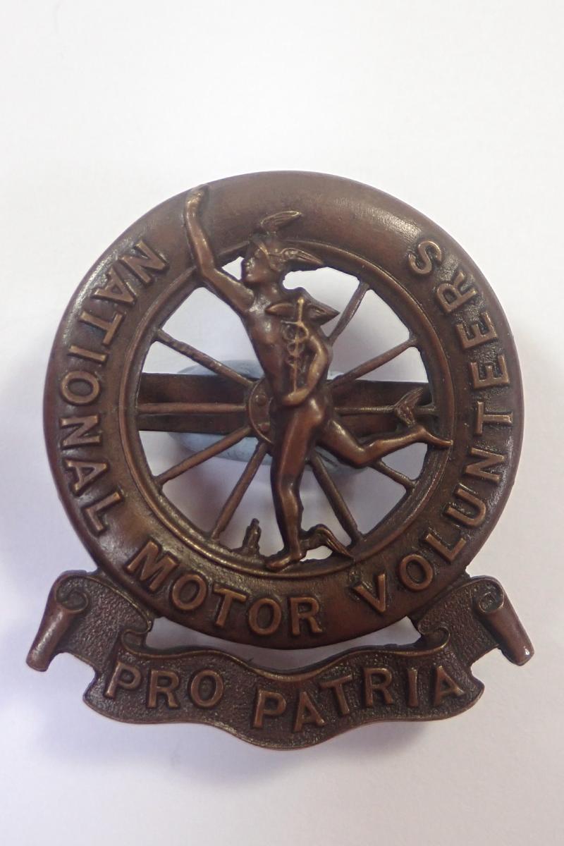 National Motor Volunteers WW1 Officers Service Dress Cap Badge.