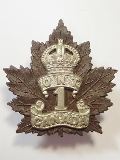 1st (Western Ontario) Battalion Canadian Expeditionary Force WW1 Cap Badge (Hicks).
