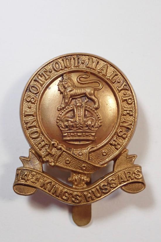 14th Kings Hussars (1915-29) original Larger Cap Badge.
