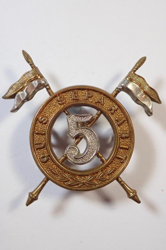 5th (Royal Irish) Lancers Edwardian/WW1 Cap Badge.