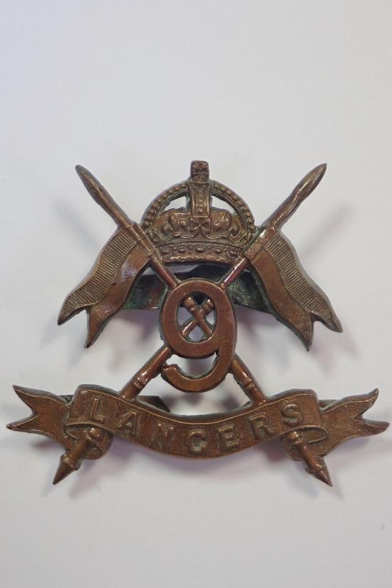 9th Lancers Officers original Service Dress Cap Badge. (4 Blades)