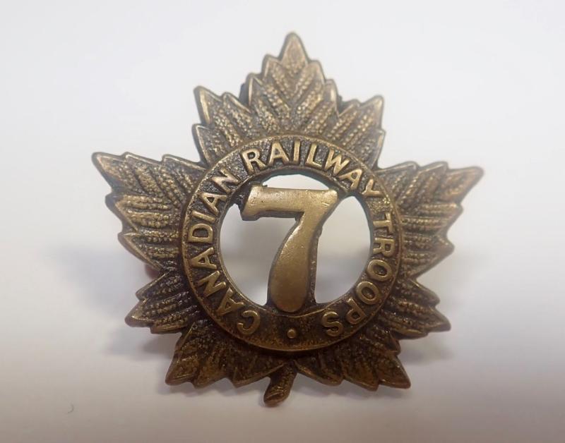 7th Canadian Railway Troops CEF Scarce Collar Badge (Gaunt).