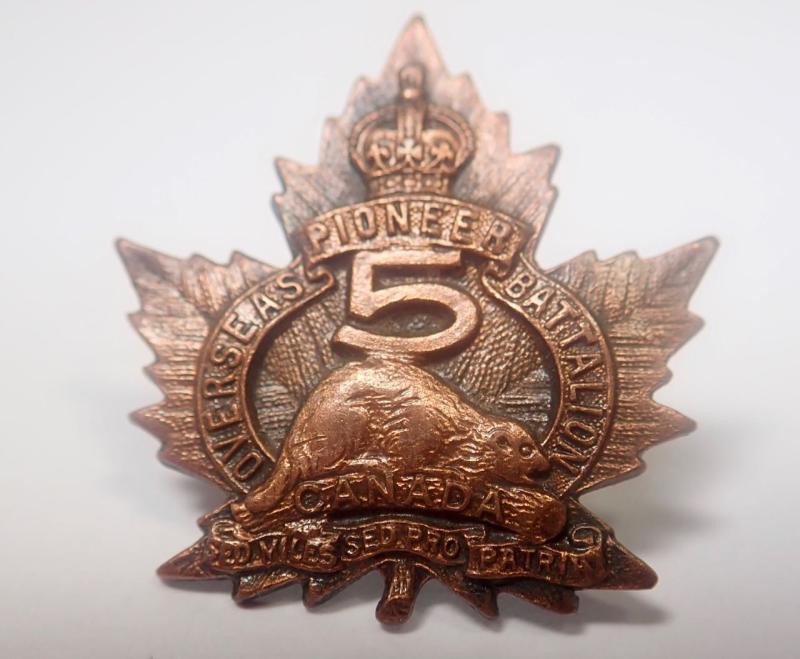 5th Pioneer Battalion CEF Collar Badge.