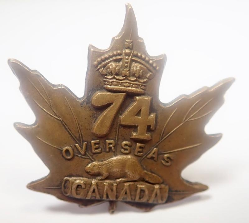 74th (Toronto) Infantry Battalion CEF WW1 Collar Badge.