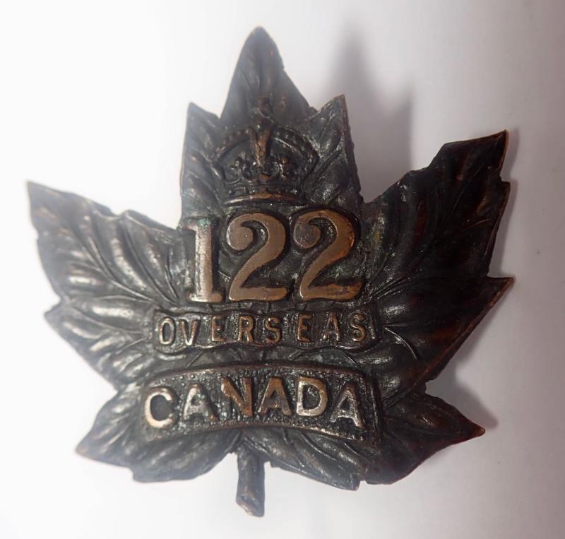 122nd ( Muskoka) Infantry Battalion Scarce Type 1 Collar Badge.