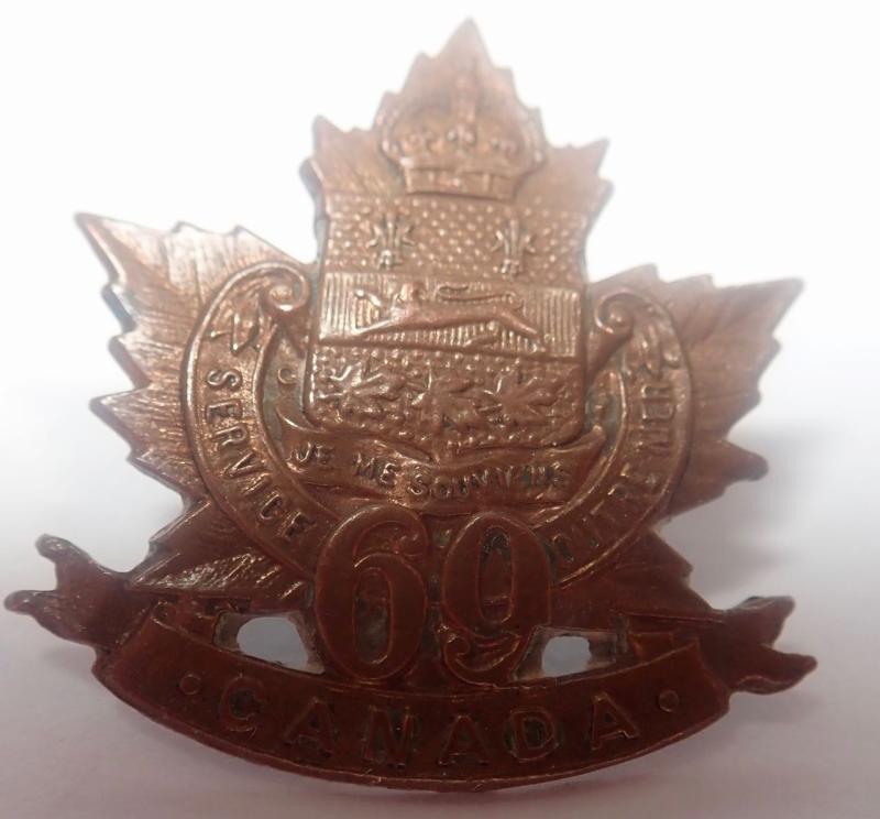 69th (Montreal) Infantry Battalion CEF WW1 Collar Badge,