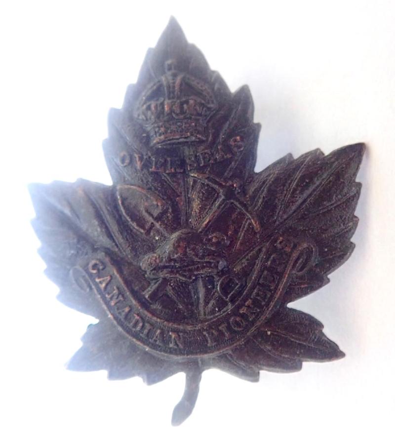 Pioneers Battalion CEF WW1 Collar Badge. (O B Allan)