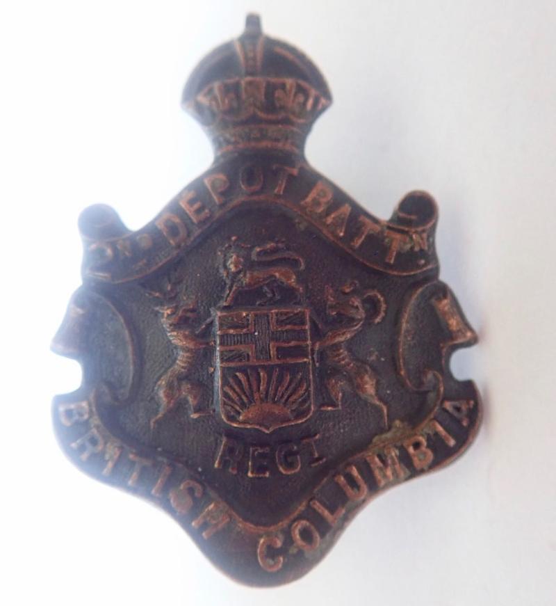 2nd Depot B'n British Columbia CEF Collar Badge.(O B Allan).