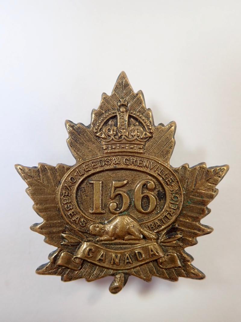 156th (Leeds&Grenville) Infantry Battalion CEF Non Voided Canadian CEF Cap Badge.