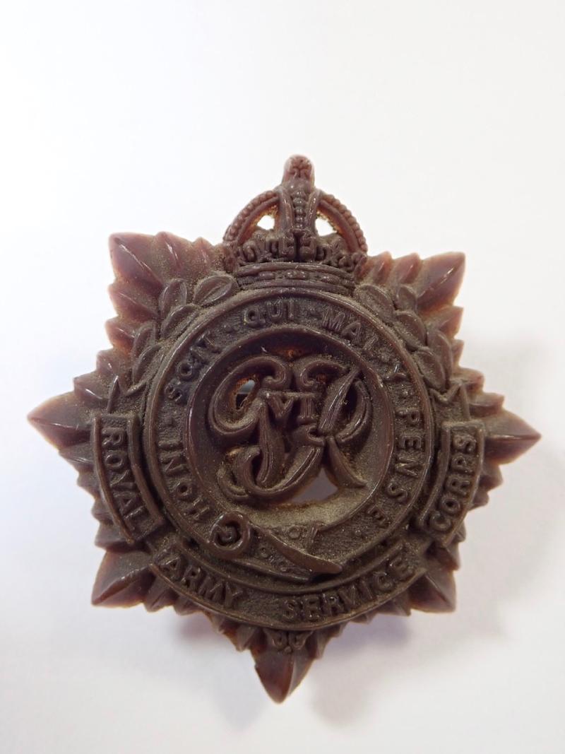 Royal Army Service Corps WW2 Plastic Economy Cap Badge