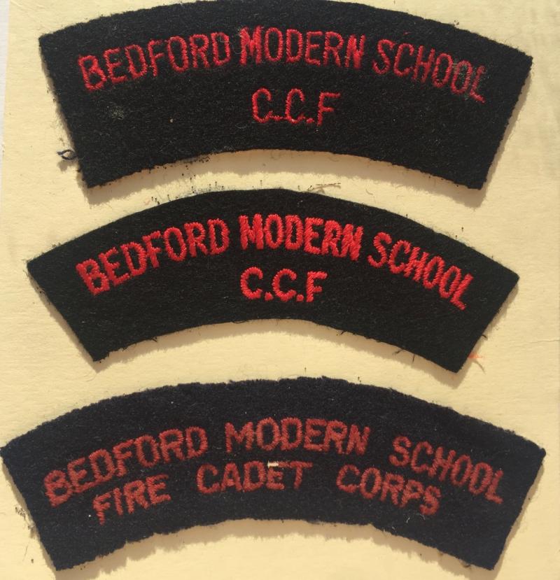 2 BEDFORD CCF & 1 FIRE CADETS CLOTH SHOULDER TITLES