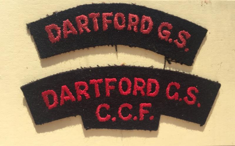 2 CCF CLOTH SHOULDER TITLES - DARTFORD GRAMMAR SCHOOL