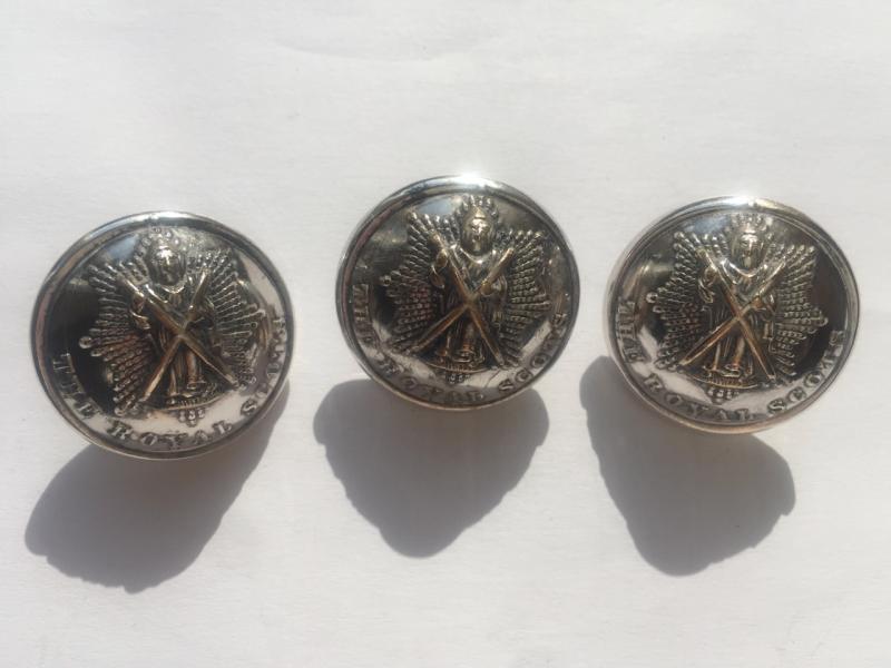 3 The Royal Scots Silver-plated buttons by Stillwell.