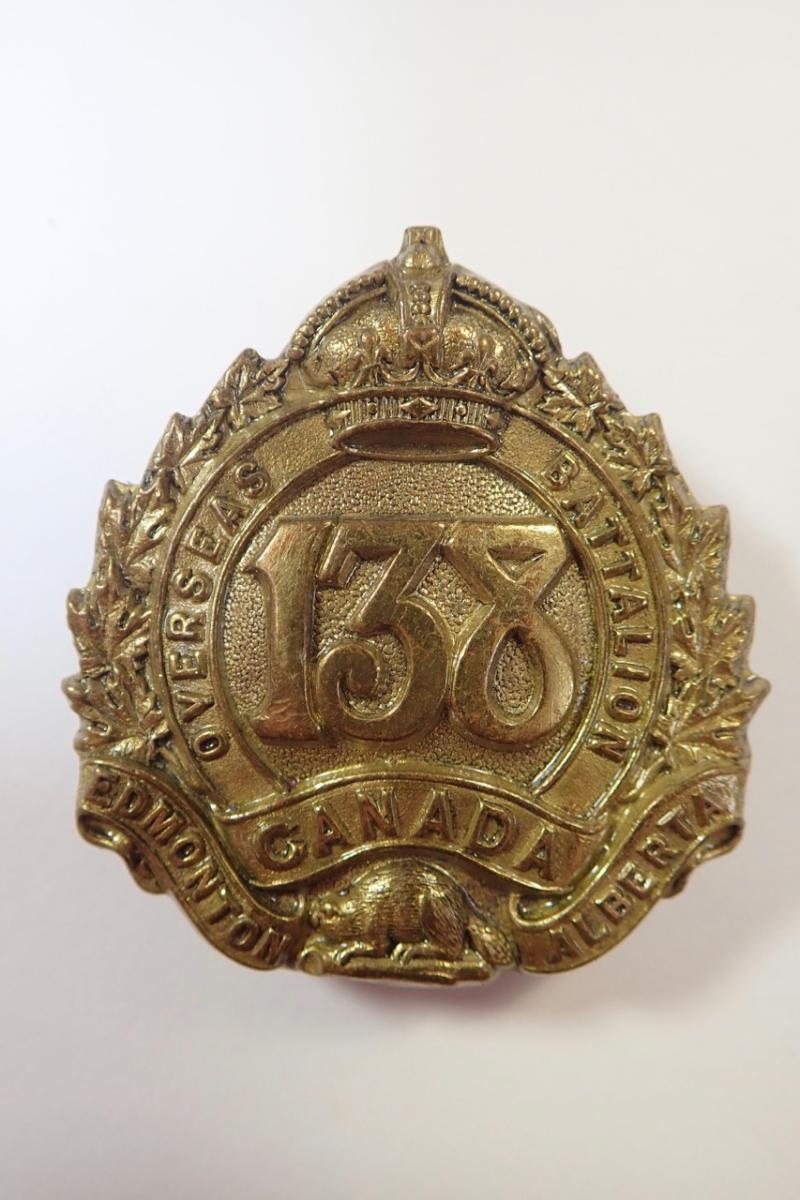 138th (Edmonton) Infantry Battalion CEF Cap Badge (Jackson)