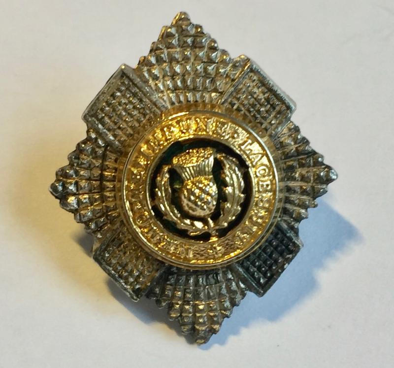 Royal Scots SILVER & GILT Officers Collar Badge