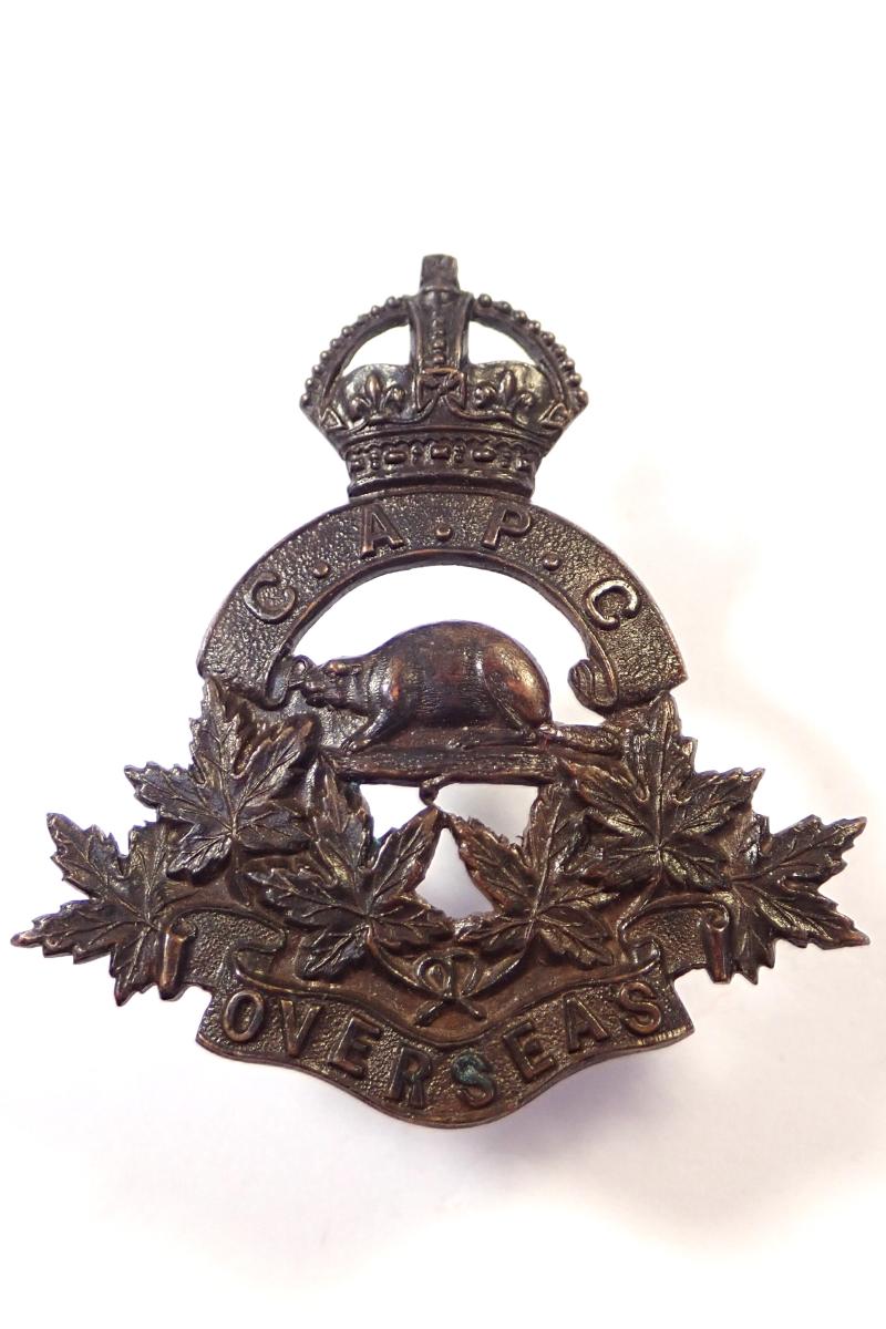 Canadian Army Pay Corps CEF Officers Bronze Service Dress Cap Badge.