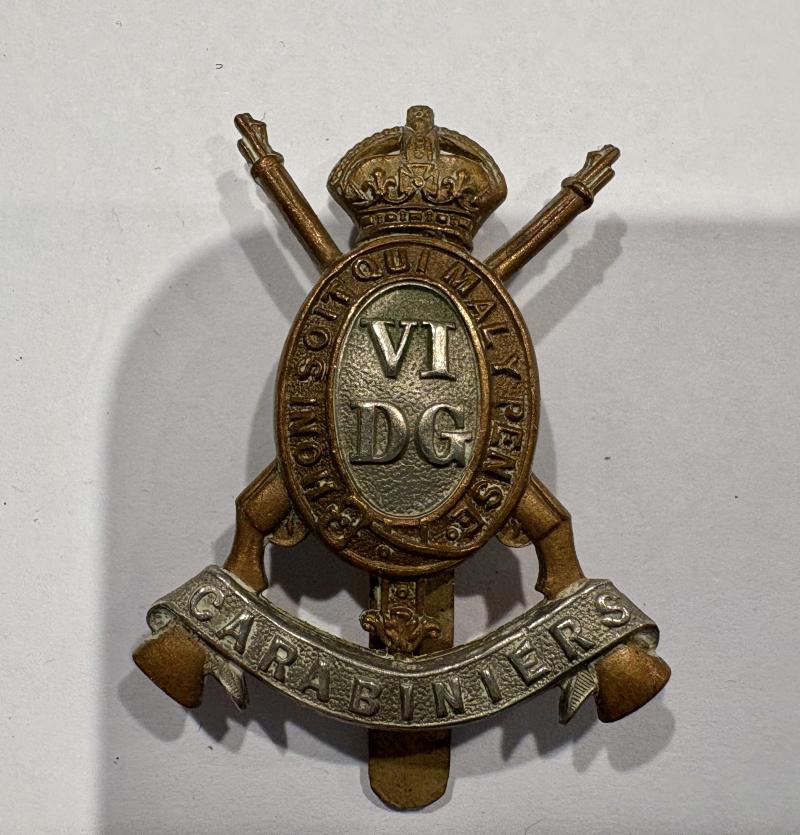 6th Dragoon Guards Carabiniers. WW1 OR's Cap Badge