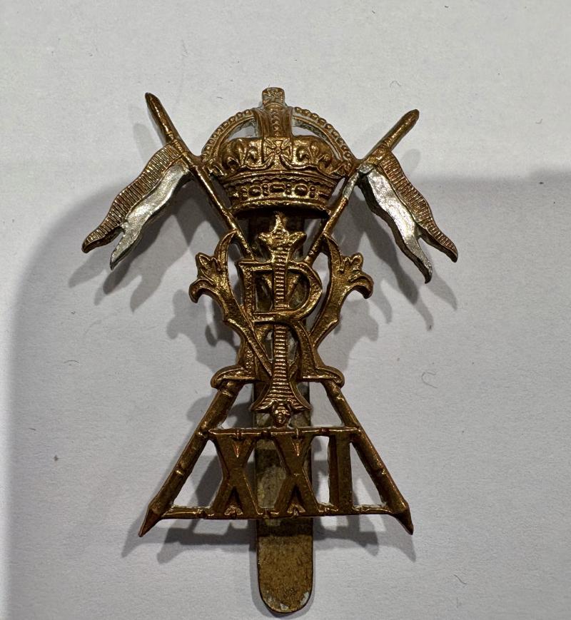 21st (Empress of India's) Lancers WW1 OR's cap badge