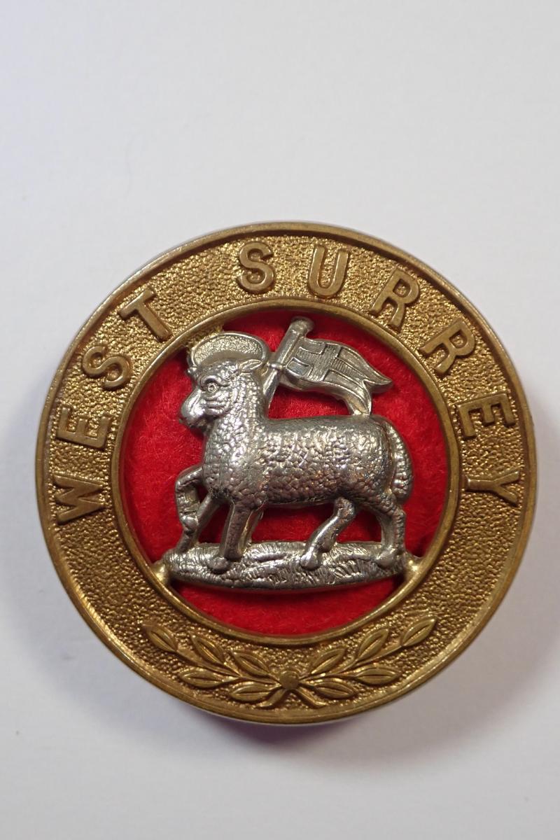 West Surrey Regiment (Pre 1913) Helmet Plate Centre.