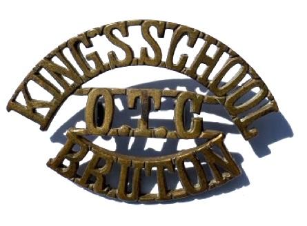 Original brass shoulder title. King's School OTC Bruton