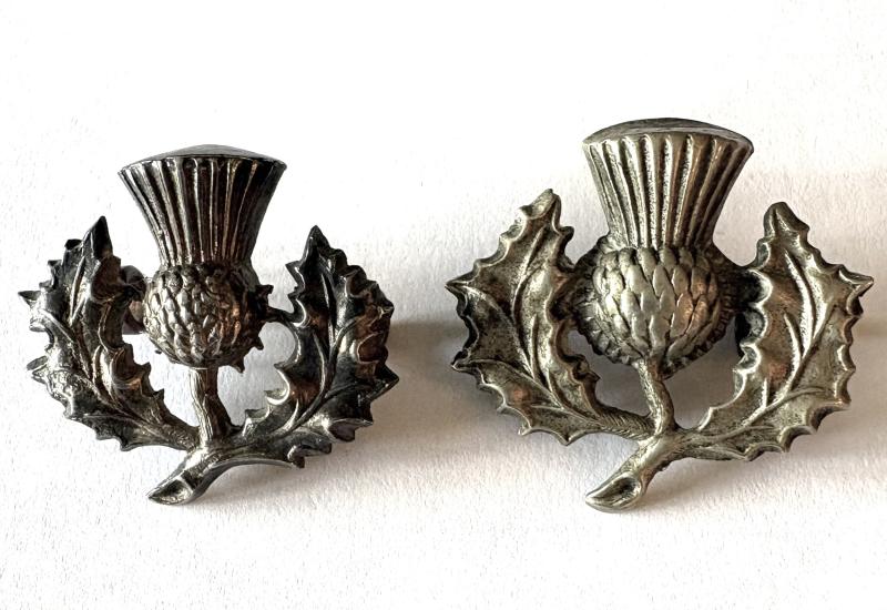 A pair of Unmatched 14th London Scottish Collar Badges