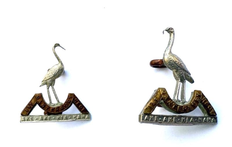 New Zealand Collar Badges: A Pair. 1st (Canterbury) Infantry Regiment