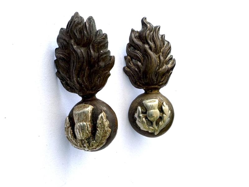 Pair of Collar Badges: Scottish Royal Scots Fusiliers Victorian/Edwardian