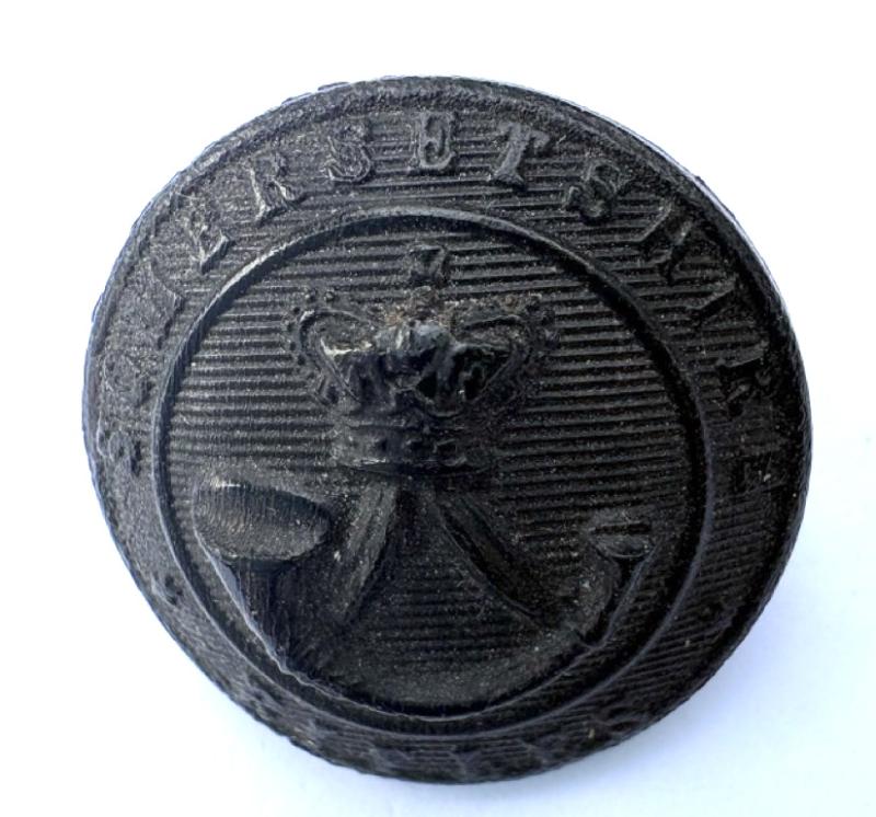Victorian Somersetshire Rifles Blackened Horn Button