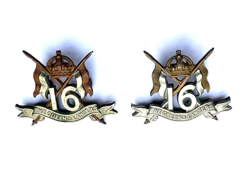 A Pair of Collar Badges: 16th The Queen's Lancers