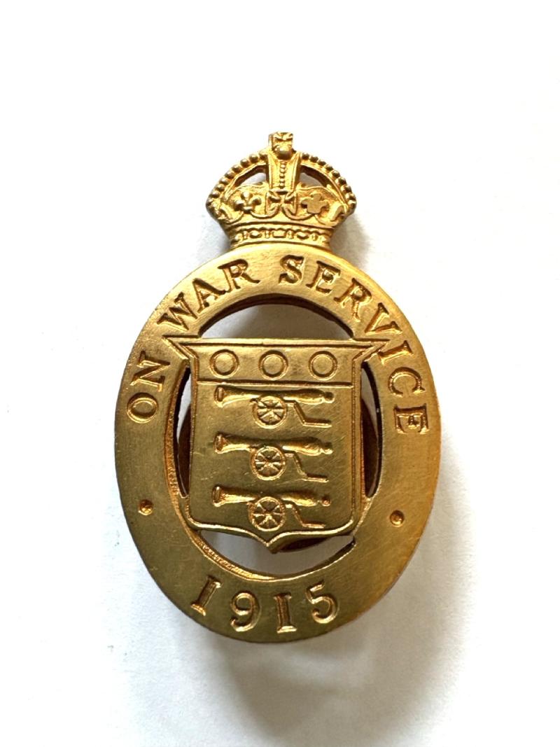 ON WAR SERVICE Lapel Badge 1915. J R Gaunt