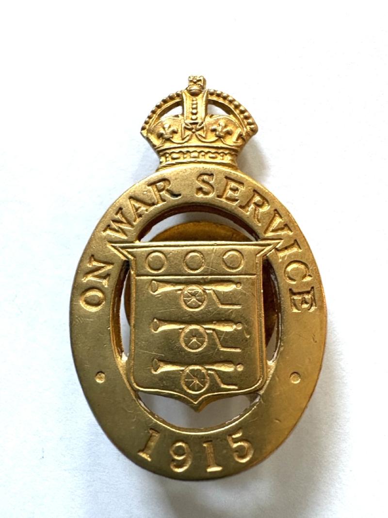 ON WAR SERVICE Lapel Badge 1915. J R Gaunt