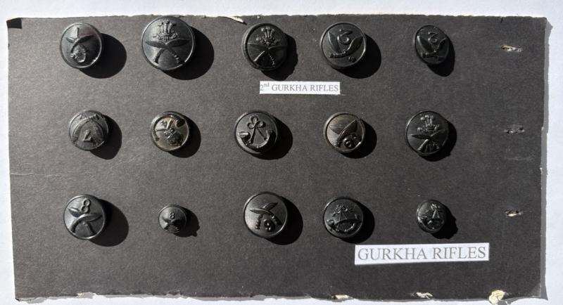 A Set of 15 Gurkha Rifles Buttons - Various Regiments